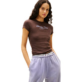 T-Shirt Donna Tommy Jeans Essential Marrone | NonSoloSport