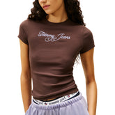 T-Shirt Donna Tommy Jeans Essential Marrone | NonSoloSport
