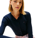 Cardigan Donna Tommy Jeans Cropped Rib Blu | NonSoloSport