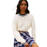 Maglione Donna Tommy Jeans Intrecciato Bianco | NonSoloSport