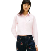 Camicia Donna Tommy Jeans Crop Popeline Rosa | NonSoloSport