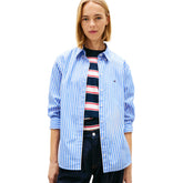 Camicia Donna Tommy Jeans Button Down Azzurro Bianco | NonSoloSport