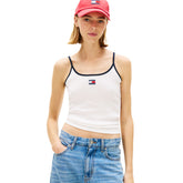 Canotta Donna Tommy Jeans Badge Bianco | NonSoloSport