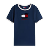 T-Shirt Donna Tommy Jeans Wavy Flag Blu Scuro | NonSoloSport