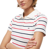 Polo Donna Tommy Jeans Slim Fit Righe Bianco | NonSoloSport