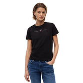 T-Shirt Donna Tommy Jeans Regular Linear Nero | NonSoloSport