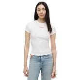 T-Shirt Donna Tommy Jeans Slim Script Rib Bianco | NonSoloSport