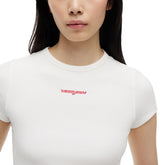 T-Shirt Donna Tommy Jeans Slim Script Rib Bianco | NonSoloSport