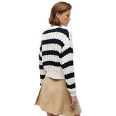 Pullover Donna Tommy Jeans Intrecciato Bianco Blu | NonSoloSport