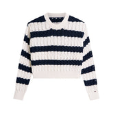 Pullover Donna Tommy Jeans Intrecciato Bianco Blu | NonSoloSport