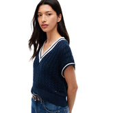 Gilet Donna Tommy Jeans Tipping Blu Bianco | NonSoloSport