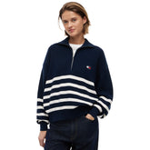 Pullover Donna Tommy Jeans Distintivo Blu Bianco | NonSoloSport