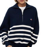 Pullover Donna Tommy Jeans Distintivo Blu Bianco | NonSoloSport