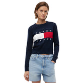 Maglioncino Donna Tommy Jeans Flag Crew Neck Blu | NonSoloSport