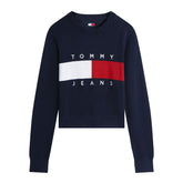 Maglioncino Donna Tommy Jeans Flag Crew Neck Blu | NonSoloSport