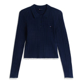 Polo Donna Tommy Jeans Micro Cable Blu | NonSoloSport