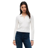 Polo Donna Tommy Jeans Micro Cable Bianco | NonSoloSport