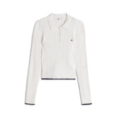Polo Donna Tommy Jeans Micro Cable Bianco | NonSoloSport