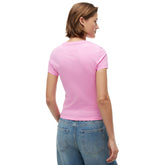 T-Shirt Donna Tommy Jeans Essential Logo Rosa | NonSoloSport