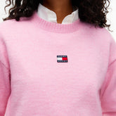 Felpa Donna Tommy Jeans Fluffy Badge Rosa | NonSoloSport