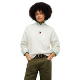 Felpa Donna Tommy Jeans Fluffy Badge Bianco | NonSoloSport