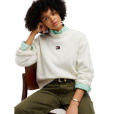 Felpa Donna Tommy Jeans Fluffy Badge Bianco | NonSoloSport