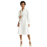 Tommy Jeans Abito Chemisier Popeline Midi Donna Bianco | NonSoloSport