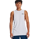 Canotta Uomo Under Armour Left Chest Cut-Off Bianco | NonSoloSport