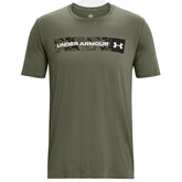 T-Shirt Uomo Under Armour Stipe Logo Chest Verde Olive | NonSoloSport