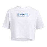 T-Shirt Donna Under Armour Boxy Crop Branded Bianco Blu | NonSoloSport