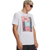 T-Shirt Uomo Under Armour Logo Collage Bianco Rosa | NonSoloSport