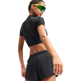 Maglia Donna Under Armour HeatGear Mock Crop Nero Bianco | NonSoloSport