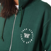 Felpa Donna What's Over College French Terry Full Zip Cappuccio Verde | NonSoloSport