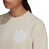 adidas Felpa Trefoil Fringe Embroidery Donna Crema | NonSoloSport