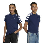 T-Shirt Ragazzo Adidas 3 Stripes Blu Bianco | NonSoloSport