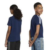 T-Shirt Ragazzo Adidas 3 Stripes Blu Bianco | NonSoloSport