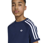 T-Shirt Ragazzo Adidas 3 Stripes Blu Bianco | NonSoloSport