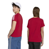 T-Shirt Ragazzo Adidas 3 Stripes Rosso Bianco | NonSoloSport