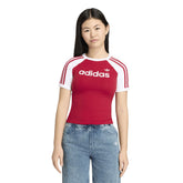 T-Shirt Donna Adidas 3 Stripes Rosso Bianco | NonSoloSport