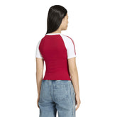 T-Shirt Donna Adidas 3 Stripes Rosso Bianco | NonSoloSport