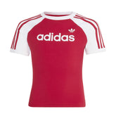 T-Shirt Donna Adidas 3 Stripes Rosso Bianco | NonSoloSport