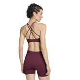 Reggiseno Donna Adidas Workout Essentials Knit Light Support Bordeaux | NonSoloSport