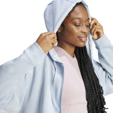 Felpa Donna Adidas Fi Dk Full Zip Cappuccio Azzurro | NonSoloSport