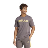adidas T-Shirt Essentials Single Linear Embroidered Logo Uomo Grigio | NonSoloSport