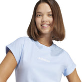 T-Shirt Donna Adidas Essentials Linear Cotton Azzurro | NonSoloSport