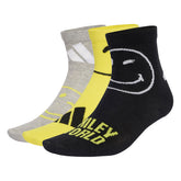 Calze Bambino Adidas Smiley 3 Pack Nero Giallo Grigio | NonSoloSport
