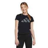 T-Shirt Bambino Adidas Girls Animal Big Logo Nero | NonSoloSport