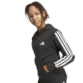 Felpa Donna Adidas Essentials Full Zip Nero Bianco | NonSoloSport