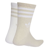 Calze Adidas 3 Stripes Glitter Crew 2 Pack Bianco Beige | NonSoloSport