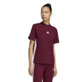 T-Shirt Donna Adidas Essentials 3 Stripes Bordeaux Bianco | NonSoloSport